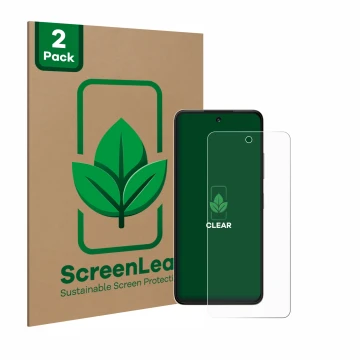 Vorderseite einer Produktverpackung mit dem Markenlogo ScreenLeaf. Daneben ist das Gerät ZTE Blade V60 Vita mit dem zugehörige