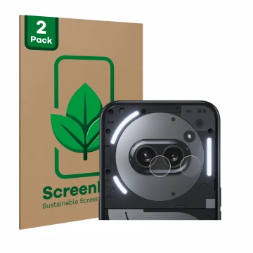 Vorderseite einer Produktverpackung mit dem Markenlogo ScreenLeaf. Daneben ist das Gerät Nothing Phone (2a) Plus (NUR Kamerasc