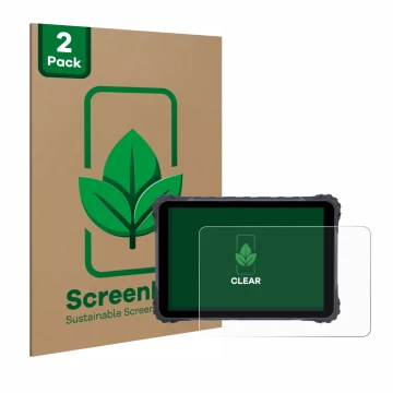 Vorderseite einer Produktverpackung mit dem Markenlogo ScreenLeaf. Daneben ist das Gerät Topicon MDT865 mit dem zugehörigen Di