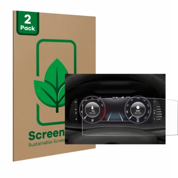 Vorderseite einer Produktverpackung mit dem Markenlogo ScreenLeaf. Daneben ist das Gerät Skoda Virtual Cockpit 10.25