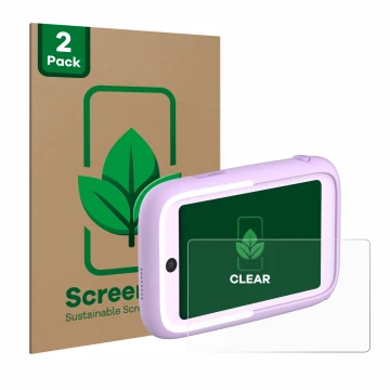 Vorderseite einer Produktverpackung mit dem Markenlogo ScreenLeaf. Daneben ist das Gerät Myfirst Camera 50 mit dem zugehörigen