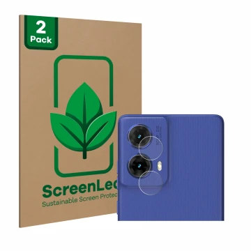 Vorderseite einer Produktverpackung mit dem Markenlogo ScreenLeaf. Daneben ist das Gerät Motorola Moto G85 (NUR Kamera) mit de