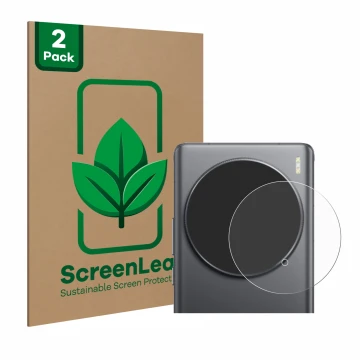 Vorderseite einer Produktverpackung mit dem Markenlogo ScreenLeaf. Daneben ist das Gerät Vivo X100 Ultra (NUR Kameraschutz) mi