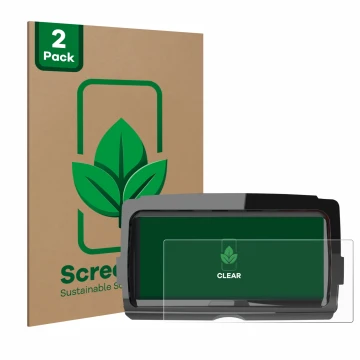 Vorderseite einer Produktverpackung mit dem Markenlogo ScreenLeaf. Daneben ist das Gerät Harley Davidson Soundstream V2 mit de