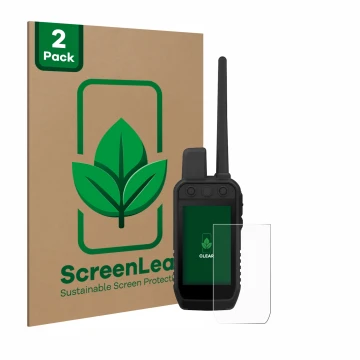 Vorderseite einer Produktverpackung mit dem Markenlogo ScreenLeaf. Daneben ist das Gerät Garmin Alpha 300 K mit dem zugehörige