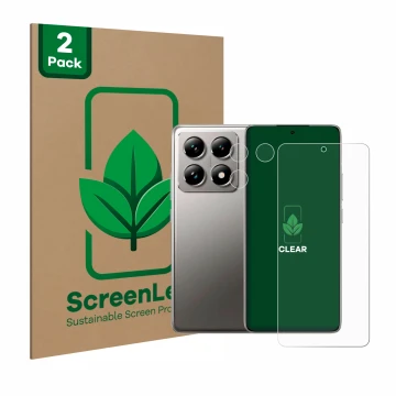 Vorderseite einer Produktverpackung mit dem Markenlogo ScreenLeaf. Daneben ist das Gerät Xiaomi 14T (Display+Kamera) mit dem z