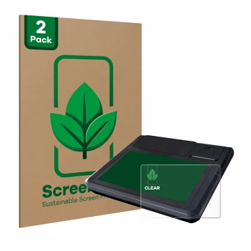 Vorderseite einer Produktverpackung mit dem Markenlogo ScreenLeaf. Daneben ist das Gerät Techfive ECR 100 mit dem zugehörigen 
