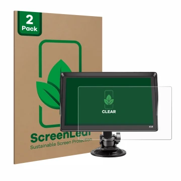 Vorderseite einer Produktverpackung mit dem Markenlogo ScreenLeaf. Daneben ist das Gerät Xgody X10 9