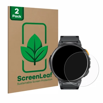 Vorderseite einer Produktverpackung mit dem Markenlogo ScreenLeaf. Daneben ist das Gerät Dremac FV6-A 1.85