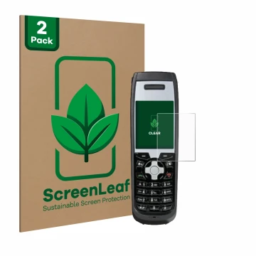 Vorderseite einer Produktverpackung mit dem Markenlogo ScreenLeaf. Daneben ist das Gerät Funktel FC5 mit dem zugehörigen Displ