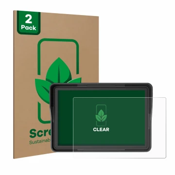 Vorderseite einer Produktverpackung mit dem Markenlogo ScreenLeaf. Daneben ist das Gerät Essgoo Motorrad Carplay 5