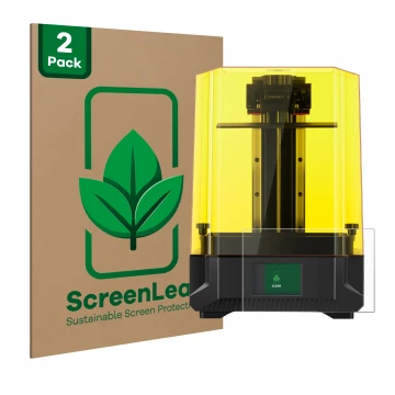 Vorderseite einer Produktverpackung mit dem Markenlogo ScreenLeaf. Daneben ist das Gerät Anycubic Photon Mono X2 9,1