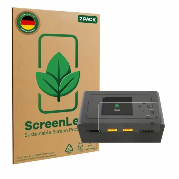 Vorderseite einer Produktverpackung mit dem Markenlogo ScreenLeaf. Daneben ist das Gerät Gens Ace IMARS D300 mit dem zugehörig
