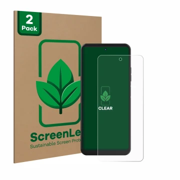 Vorderseite einer Produktverpackung mit dem Markenlogo ScreenLeaf. Daneben ist das Gerät Hotwav Note 12 mit dem zugehörigen Di