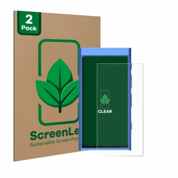 Vorderseite einer Produktverpackung mit dem Markenlogo ScreenLeaf. Daneben ist das Gerät Hiby Digital M300 mit dem zugehörigen
