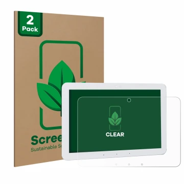 Vorderseite einer Produktverpackung mit dem Markenlogo ScreenLeaf. Daneben ist das Gerät Amazon Echo Hub 8