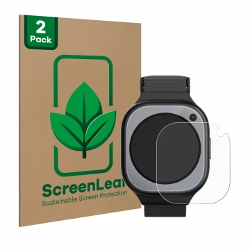 Vorderseite einer Produktverpackung mit dem Markenlogo ScreenLeaf. Daneben ist das Gerät Xplora X6Pro mit dem zugehörigen Disp