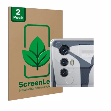 Vorderseite einer Produktverpackung mit dem Markenlogo ScreenLeaf. Daneben ist das Gerät Cubot Max 5 (NUR Kamera) mit dem zuge