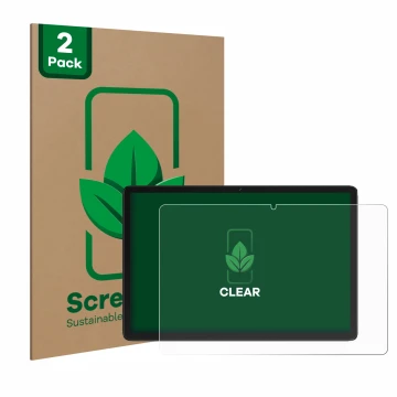 Vorderseite einer Produktverpackung mit dem Markenlogo ScreenLeaf. Daneben ist das Gerät Feonal D106 10.1