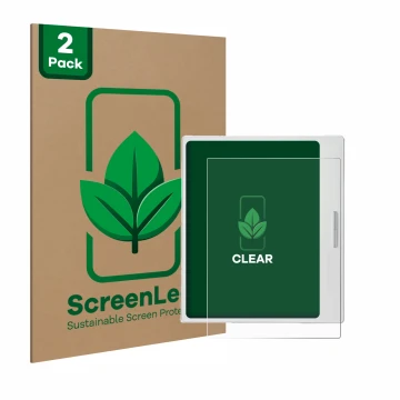 Vorderseite einer Produktverpackung mit dem Markenlogo ScreenLeaf. Daneben ist das Gerät Boox Go Color 7 White Edition mit dem