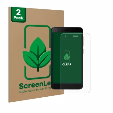 Vorderseite einer Produktverpackung mit dem Markenlogo ScreenLeaf. Daneben ist das Gerät ZTE Blade A35 lite mit dem zugehörige