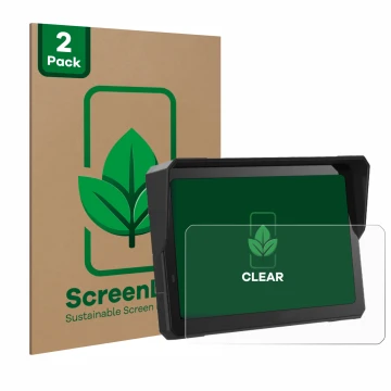 Vorderseite einer Produktverpackung mit dem Markenlogo ScreenLeaf. Daneben ist das Gerät Carpuride W702 Pro 7