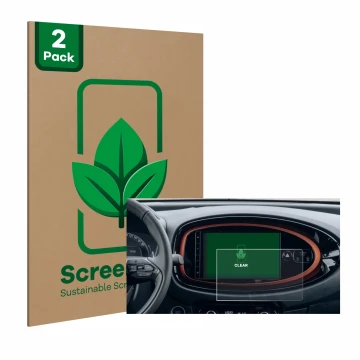 Vorderseite einer Produktverpackung mit dem Markenlogo ScreenLeaf. Daneben ist das Gerät Toyota Aygo X (2022) mit dem zugehöri