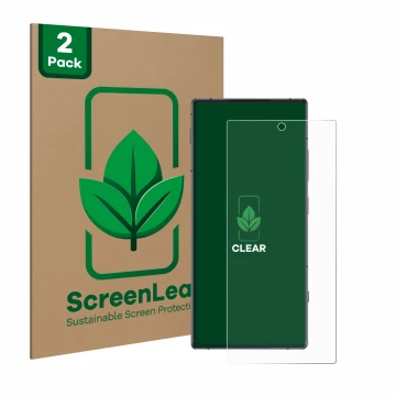Vorderseite einer Produktverpackung mit dem Markenlogo ScreenLeaf. Daneben ist das Gerät Nubia Z70 Ultra mit dem zugehörigen D
