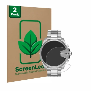 Vorderseite einer Produktverpackung mit dem Markenlogo ScreenLeaf. Daneben ist das Gerät Diesel Mega Chief DZ4417 mit dem zuge