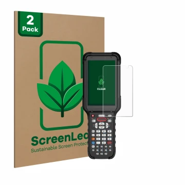 Vorderseite einer Produktverpackung mit dem Markenlogo ScreenLeaf. Daneben ist das Gerät Honeywell CK67 mit dem zugehörigen Di