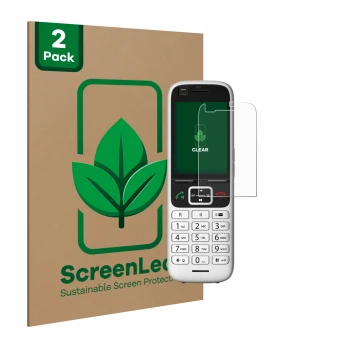 Vorderseite einer Produktverpackung mit dem Markenlogo ScreenLeaf. Daneben ist das Gerät Unify OpenScape S6 mit dem zugehörige