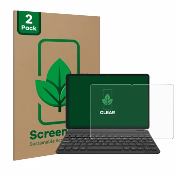 Vorderseite einer Produktverpackung mit dem Markenlogo ScreenLeaf. Daneben ist das Gerät BESTTAB A20 mit dem zugehörigen Displ