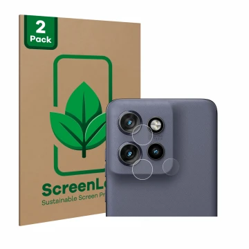 Vorderseite einer Produktverpackung mit dem Markenlogo ScreenLeaf. Daneben ist das Gerät Motorola Edge 50 Neo (NUR Kameraschut