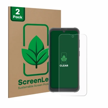 Vorderseite einer Produktverpackung mit dem Markenlogo ScreenLeaf. Daneben ist das Gerät Blackview BV5200 Pro mit dem zugehöri