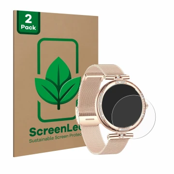 Vorderseite einer Produktverpackung mit dem Markenlogo ScreenLeaf. Daneben ist das Gerät Bekomiya Smartwatch 1.19