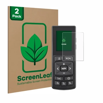 Vorderseite einer Produktverpackung mit dem Markenlogo ScreenLeaf. Daneben ist das Gerät Minn Kota Advanced GPS Navigation mit