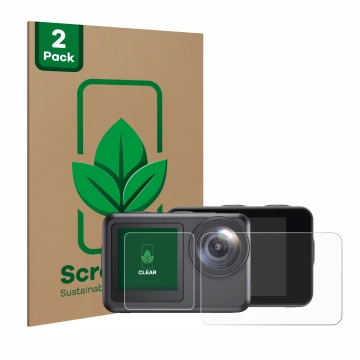 Vorderseite einer Produktverpackung mit dem Markenlogo ScreenLeaf. Daneben ist das Gerät Akaso Brave 7 LE mit dem zugehörigen 