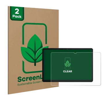Vorderseite einer Produktverpackung mit dem Markenlogo ScreenLeaf. Daneben ist das Gerät Chuwi Hi10 X1 mit dem zugehörigen Dis