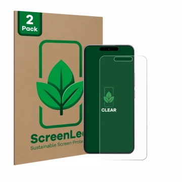 Vorderseite einer Produktverpackung mit dem Markenlogo ScreenLeaf. Daneben ist das Gerät Oukitel P1 mit dem zugehörigen Displa