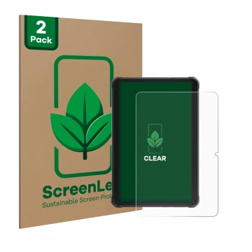 Vorderseite einer Produktverpackung mit dem Markenlogo ScreenLeaf. Daneben ist das Gerät Hotwav R8 mit dem zugehörigen Display