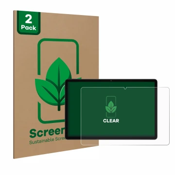 Vorderseite einer Produktverpackung mit dem Markenlogo ScreenLeaf. Daneben ist das Gerät Doogee U11 mit dem zugehörigen Displa