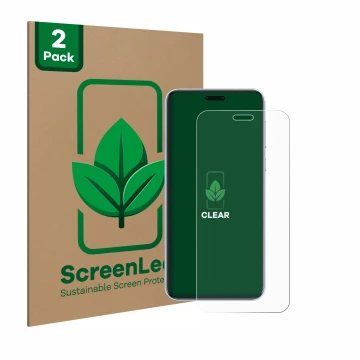 Vorderseite einer Produktverpackung mit dem Markenlogo ScreenLeaf. Daneben ist das Gerät Honor Magic 7 RSR Porsche Design mit 