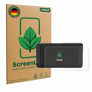 Vorderseite einer Produktverpackung mit dem Markenlogo ScreenLeaf. Daneben ist das Gerät BMW ConnectedRide Navigator Full Cove