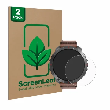 Vorderseite einer Produktverpackung mit dem Markenlogo ScreenLeaf. Daneben ist das Gerät Polar Grit X2 Pro Titan mit dem zugeh