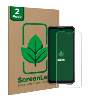 Vorderseite einer Produktverpackung mit dem Markenlogo ScreenLeaf. Daneben ist das Gerät Doogee Blade GT mit dem zugehörigen D