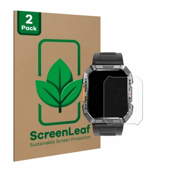 Vorderseite einer Produktverpackung mit dem Markenlogo ScreenLeaf. Daneben ist das Gerät Iowodo W60 2
