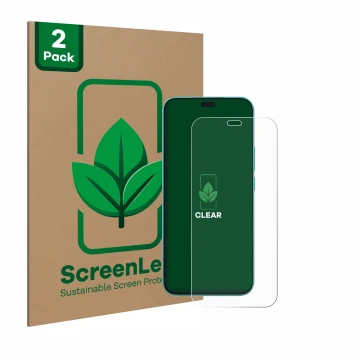 Vorderseite einer Produktverpackung mit dem Markenlogo ScreenLeaf. Daneben ist das Gerät Honor X8c mit dem zugehörigen Display
