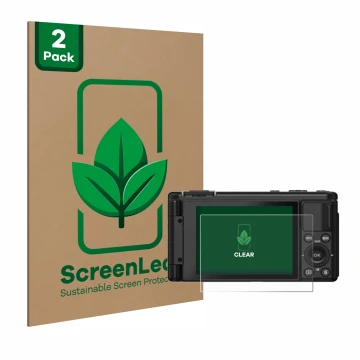 Vorderseite einer Produktverpackung mit dem Markenlogo ScreenLeaf. Daneben ist das Gerät Yashica City 200 mit dem zugehörigen 