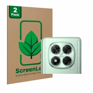 Vorderseite einer Produktverpackung mit dem Markenlogo ScreenLeaf. Daneben ist das Gerät Xiaomi Poco X7 (NUR Kamera) mit dem z
