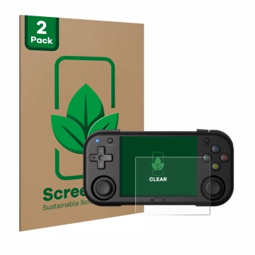 Vorderseite einer Produktverpackung mit dem Markenlogo ScreenLeaf. Daneben ist das Gerät Magicx Mini Zero 28 mit dem zugehörig